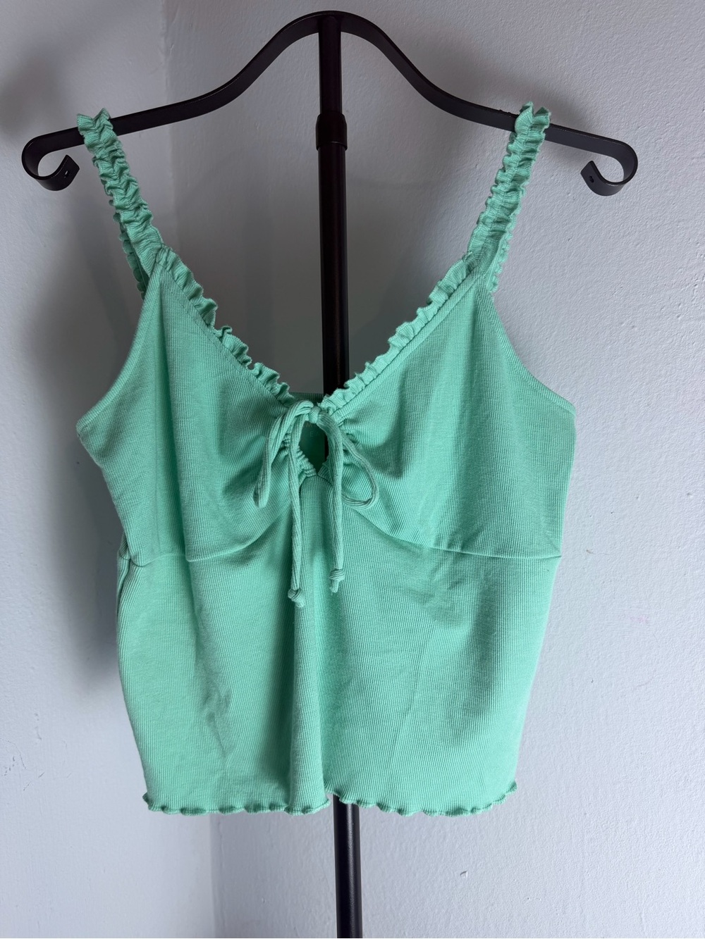 American Eagle Outfitters Mint Green Tie-Front Ruffle Cami